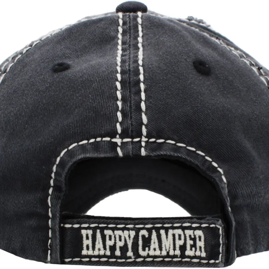 Happy Camper Vintage Hat - Black