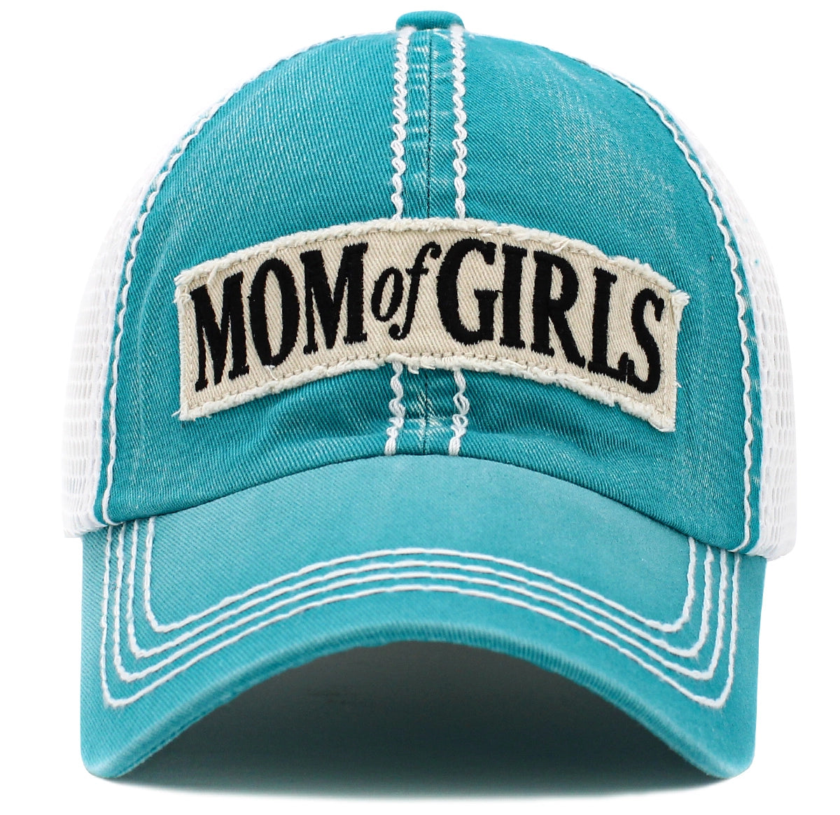 Mom of Girls Vintage Ballcap - Turquoise